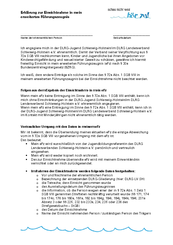 Erklärung zur Einsichtnahme